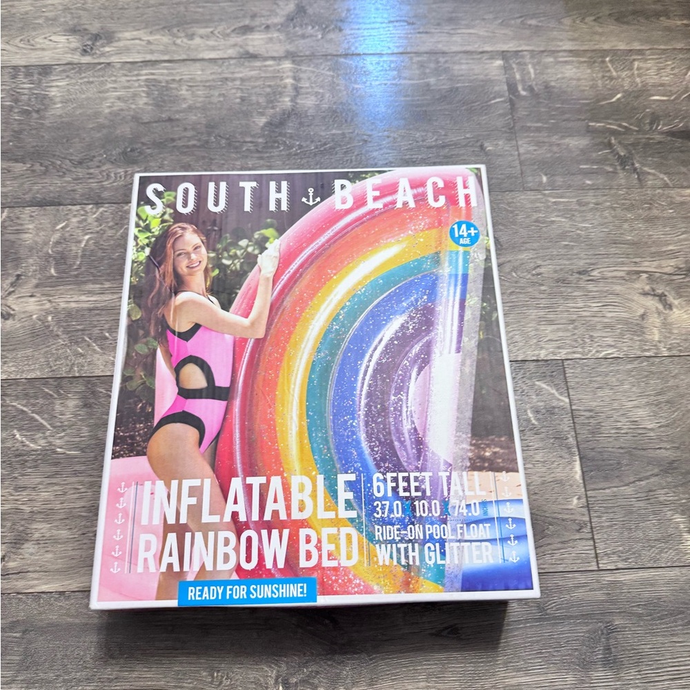 South Beach Inflatable Rainbow Bed‎ - Multicolor NEW